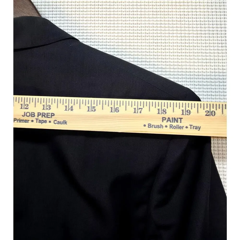 VTG Hugo Boss Double Breasted Blazer Germany Silk Wool Charcoal Grey Jacket 38R